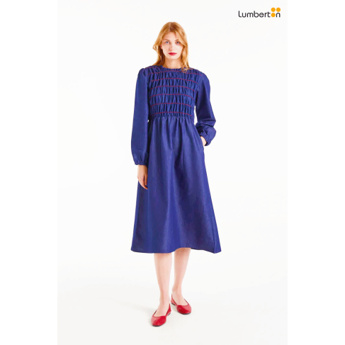 Vestido midi chambray...