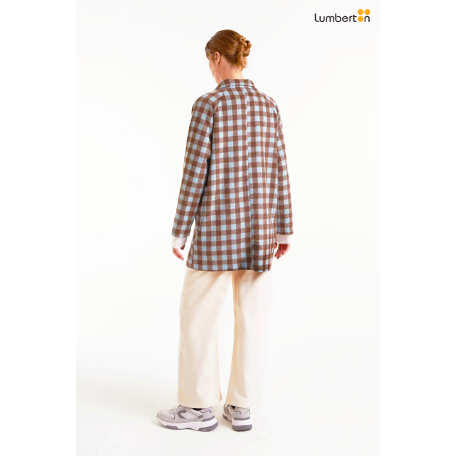 Abrigo de cuadros marrón11086