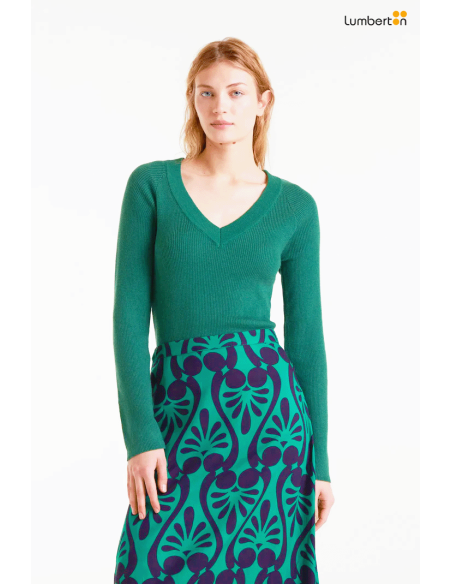 Top punto canalé verde10403