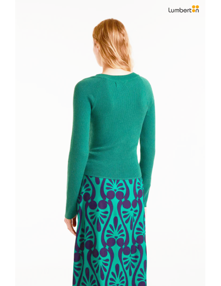 Top punto canalé verde10403