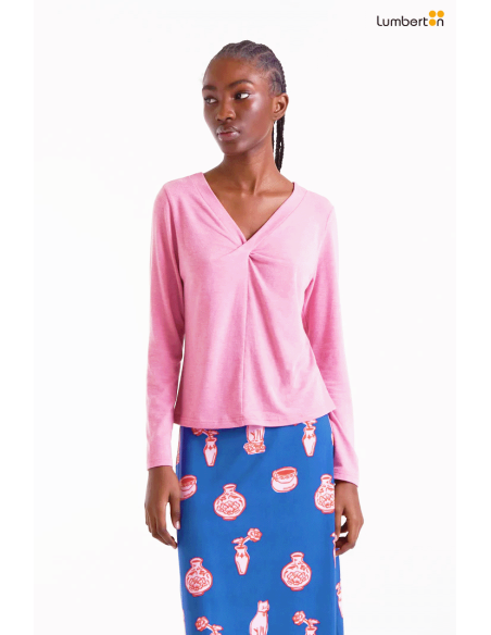 Camiseta anudada rosa11046