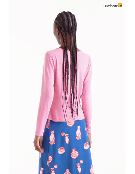 Camiseta anudada rosa11046