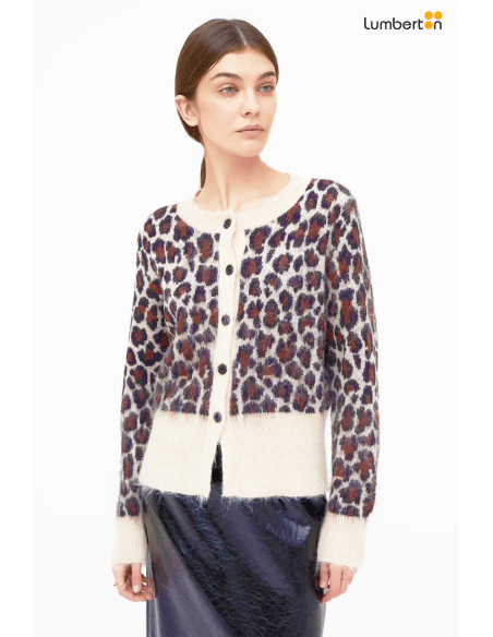 Cárdigan punto animal print color marrón10638