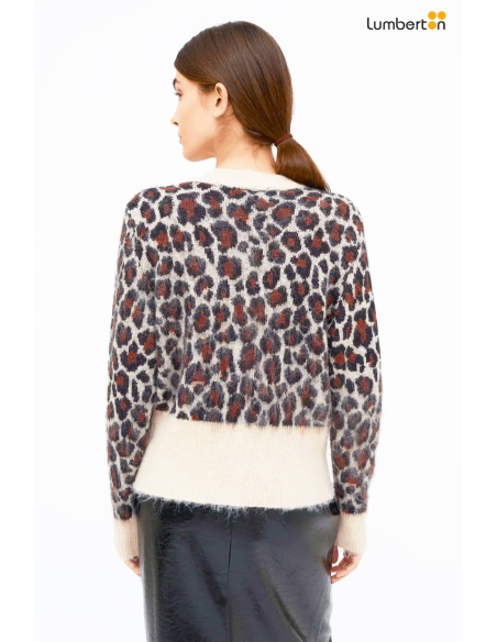 Cárdigan punto animal print color marrón10638