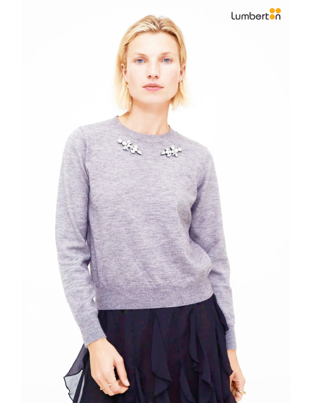 Jersey punto gris con aplique joya10707