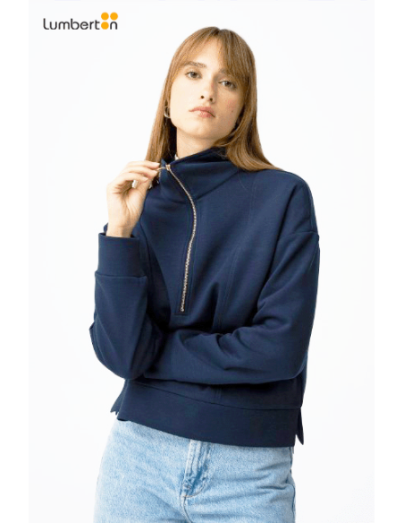 Chaqueta con cremallera azul marinoMILANO