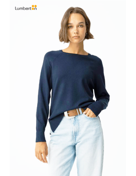 Jersey punto azul cuello redondoTHEA