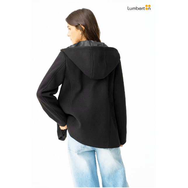 Abrigo de paño negro capuchaENNY