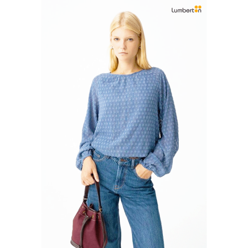 Blusa de gasa azul con...