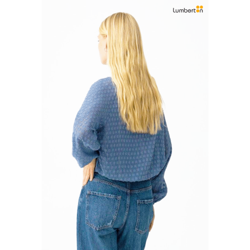 Blusa de gasa azul con... 2