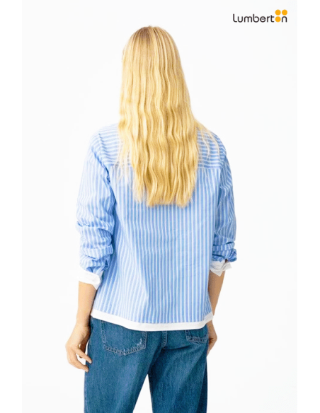 Camisa azul rayas blancas y perlasMARTINS