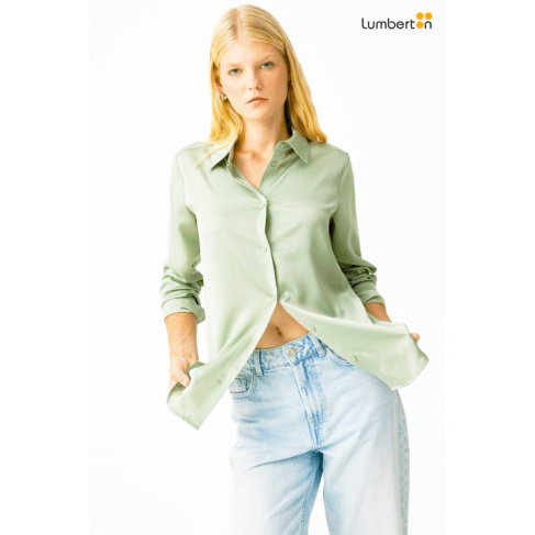Camisa Satén Verde OlivaSATANV