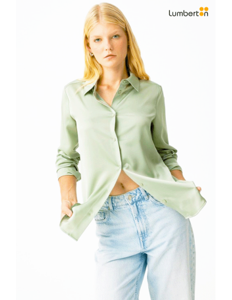 Camisa Satén Verde OlivaSATANV