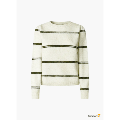 Jersey punto beige rayas...