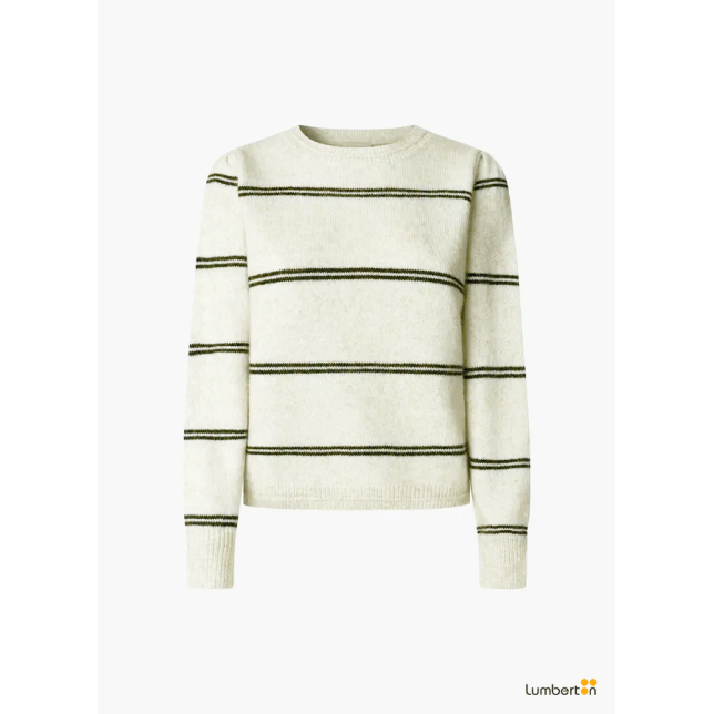 Jersey punto beige rayas negras...