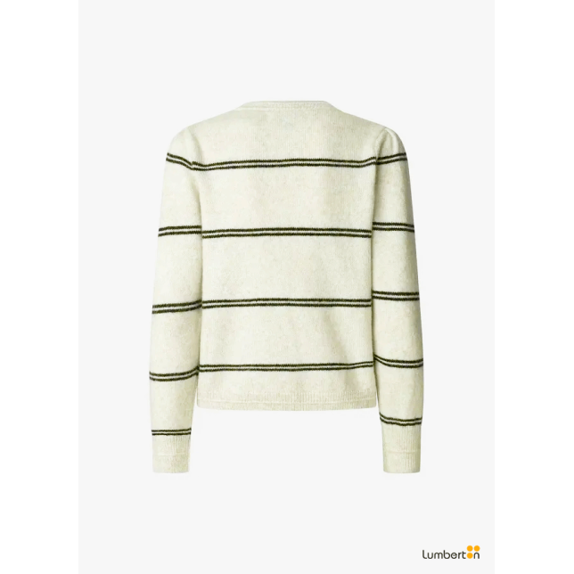 Jersey punto beige rayas negras...