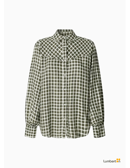 Camisa de cuadros negros/blanco/verdeNALA