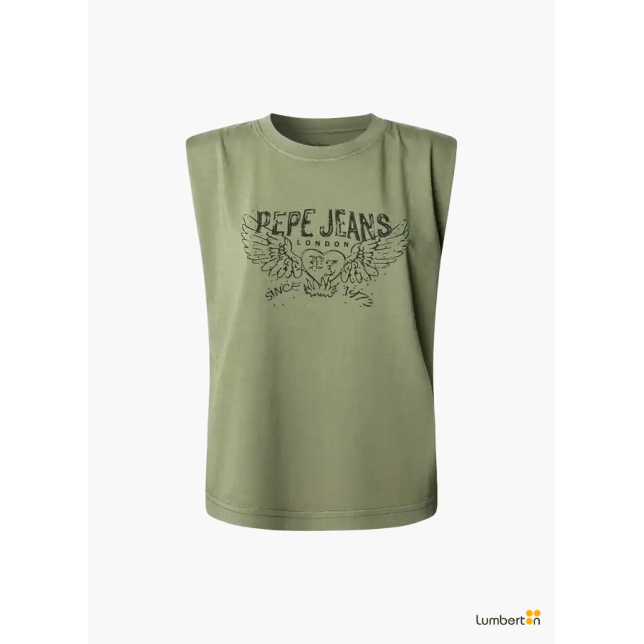 Camiseta cuello redondo verde militar...