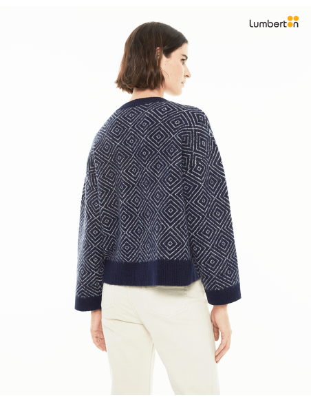 Jersey cuello redondo jacquard rombos bicromáticoJEO34