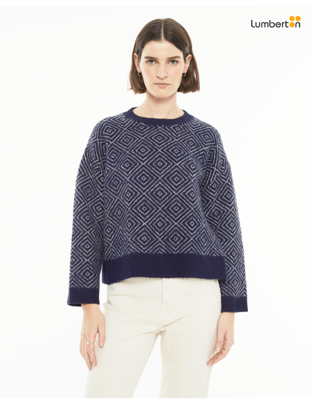 Jersey cuello redondo jacquard rombos bicromáticoJEO34