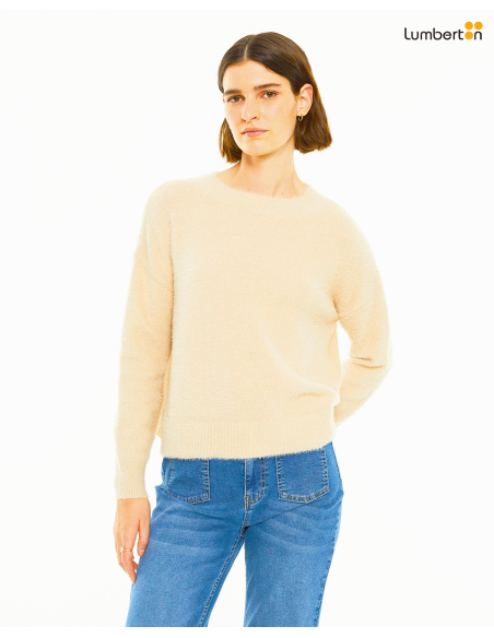 Jersey efecto peludo cuello redondoJE914