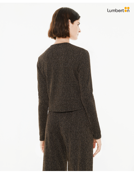 Cárdigan ajustado de manga larga con brilloREN10