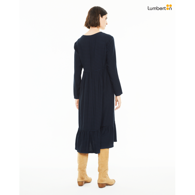 Vestido midi azul marino de cuadros...