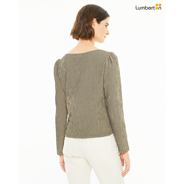 Camisa de cuadros manga larga y...