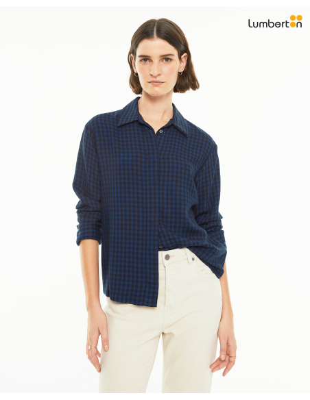 Camisa cuadros recta de manga largaCAO17