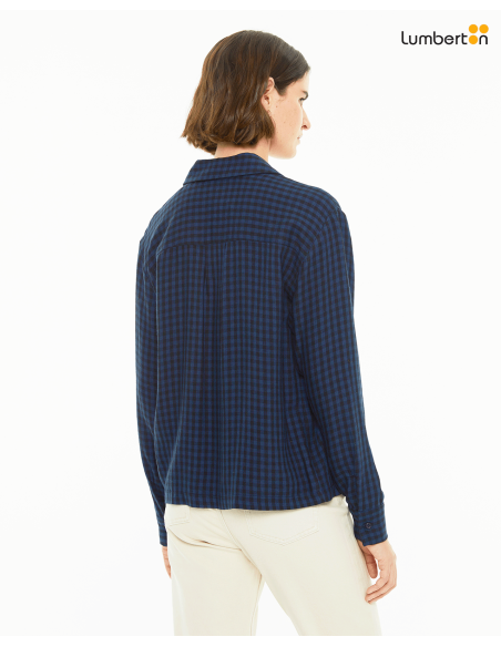 Camisa cuadros recta de manga largaCAO17