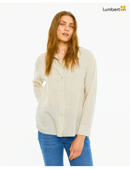 Camisa oversize de rayas con manga largaCA911