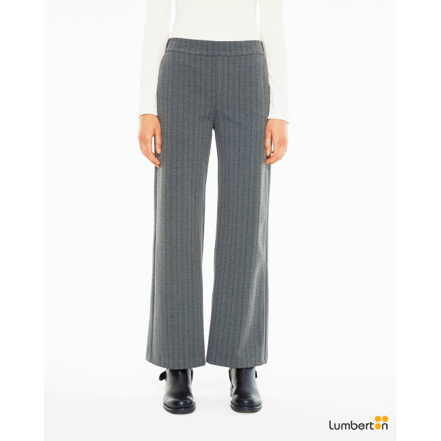 Pantalón recto tejido raya...