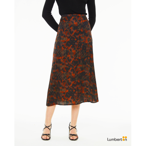 Falda midi estampada evasé...