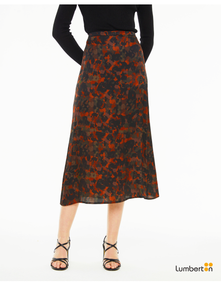 Falda midi estampada evasé con cremalleraFAN17