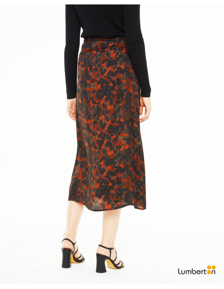 Falda midi estampada evasé con cremalleraFAN17