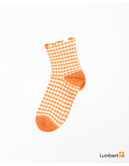 Calcetín de cuadros acabado volantesCL703N