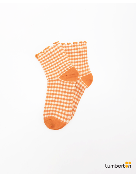Calcetín de cuadros acabado volantesCL703N
