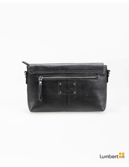 Bolso piel mediano estilo bandolera cierre negroBL704