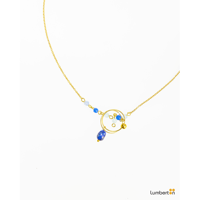 Collar oro dos aros y abalorios tonos... Collar oro dos aros y abalorios tonos...