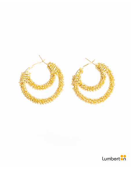 Pendientes doble arco cubiertos mini pedreríaBI712