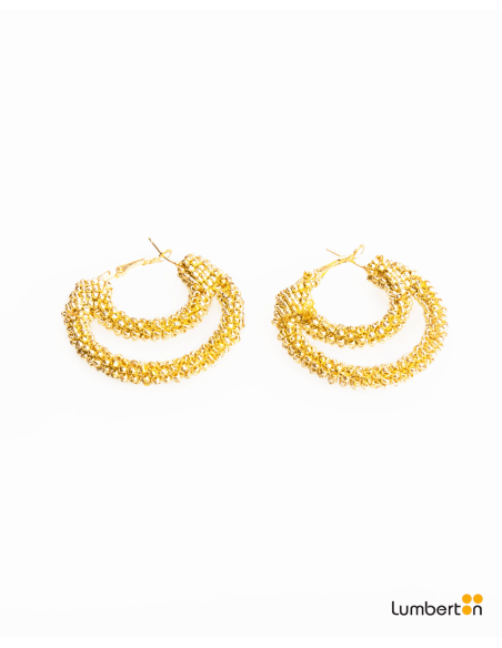 Pendientes doble arco cubiertos mini pedreríaBI712