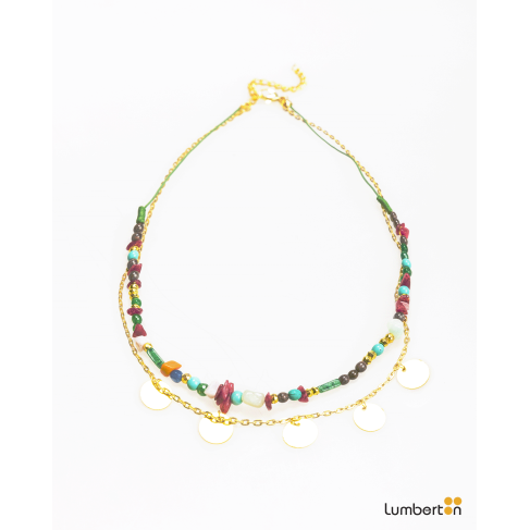 Collar doble abalorios oro... 2
