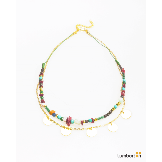 Collar doble abalorios oro i... Collar doble abalorios oro i...