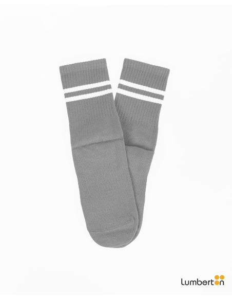 Calcetines básicos grises con doble raya en la parte superiorCL705G
