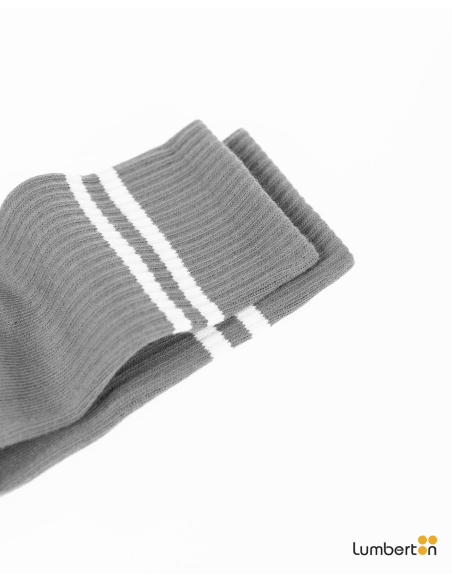 Calcetines básicos grises con doble raya en la parte superiorCL705G