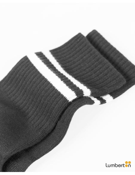 Calcetines básicos negros con doble raya en la parte superiorCL705N