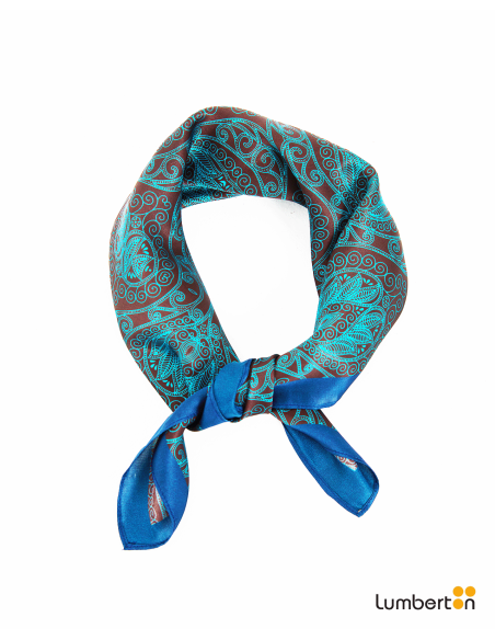 Pañuelo cuadrado satinada print bandana azulPN801