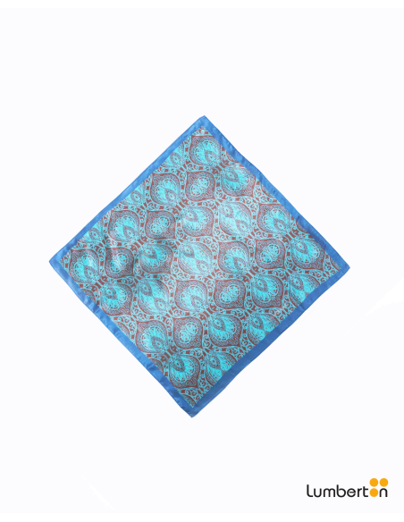 Pañuelo cuadrado satinada print bandana azulPN801