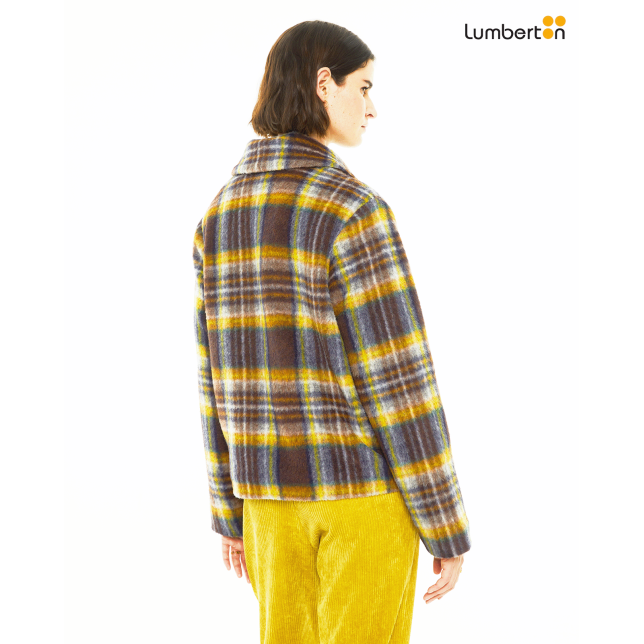 Chaqueta corta de cuadros con...