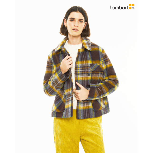 Chaqueta corta de cuadros con...